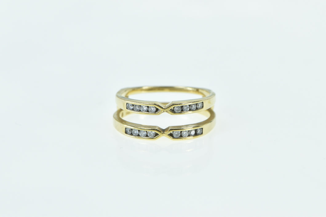 14K 0.32 Ctw Diamond Two Band Wrap Wedding Ring Yellow Gold