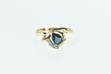 Load image into Gallery viewer, 14K Pear Sapphire Diamond Vintage Curvy Fashion Ring Yellow Gold