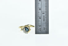 Load image into Gallery viewer, 14K Pear Sapphire Diamond Vintage Curvy Fashion Ring Yellow Gold