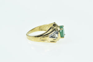 10K Vintage Natural Emerald Diamond Statement Ring Yellow Gold