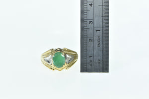 10K Vintage Natural Emerald Diamond Statement Ring Yellow Gold