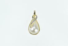 Load image into Gallery viewer, 14K Pearl Diamond Swirl Wavy Vintage Statement Pendant Yellow Gold