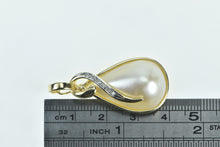 Load image into Gallery viewer, 14K Pearl Diamond Swirl Wavy Vintage Statement Pendant Yellow Gold