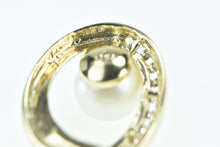 Load image into Gallery viewer, 14K Diamond Oval 7.8mm Pearl Loop Statement Pendant Yellow Gold