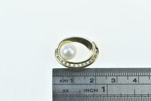 Load image into Gallery viewer, 14K Diamond Oval 7.8mm Pearl Loop Statement Pendant Yellow Gold