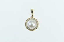 Load image into Gallery viewer, 14K Round Vintage Pearl Diamond Halo Fashion Pendant Yellow Gold