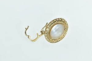 14K Round Vintage Pearl Diamond Halo Fashion Pendant Yellow Gold