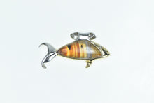 Load image into Gallery viewer, 14K Handmade Designer Agate Diamond Eyed Fish Pendant Yellow Gold