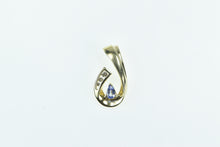 Load image into Gallery viewer, 14K Pear Tanzanite Diamond Loop Curved Statement Pendant Yellow Gold