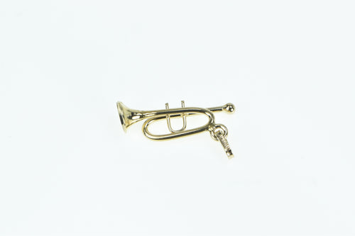 14K 3D Trumpet Musical Instrument Music Charm/Pendant Yellow Gold