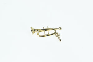 14K 3D Trumpet Musical Instrument Music Charm/Pendant Yellow Gold