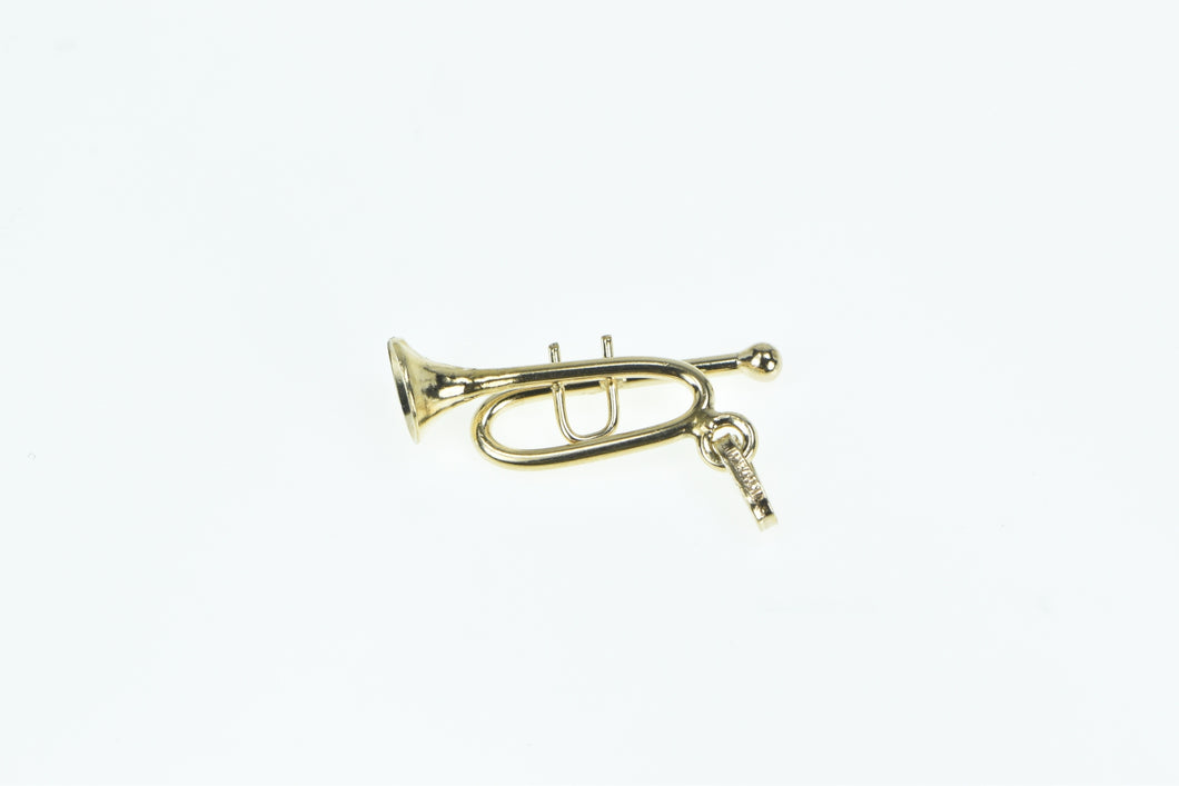 14K 3D Trumpet Musical Instrument Music Charm/Pendant Yellow Gold