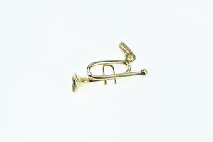 14K 3D Trumpet Musical Instrument Music Charm/Pendant Yellow Gold