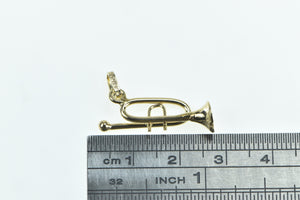 14K 3D Trumpet Musical Instrument Music Charm/Pendant Yellow Gold