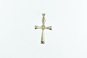 14K Flower Cross Christian Faith Symbol Pendant Yellow Gold