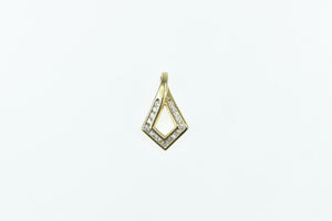 14K Vintage Diamond Squared Twist Fashion Pendant Yellow Gold