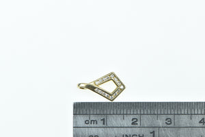 14K Vintage Diamond Squared Twist Fashion Pendant Yellow Gold