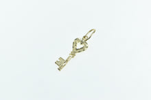 Load image into Gallery viewer, 8K Heart Skeleton Key Love Promise Symbol Charm/Pendant Yellow Gold