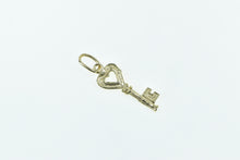 Load image into Gallery viewer, 8K Heart Skeleton Key Love Promise Symbol Charm/Pendant Yellow Gold