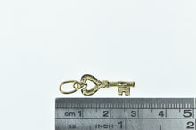 Load image into Gallery viewer, 8K Heart Skeleton Key Love Promise Symbol Charm/Pendant Yellow Gold