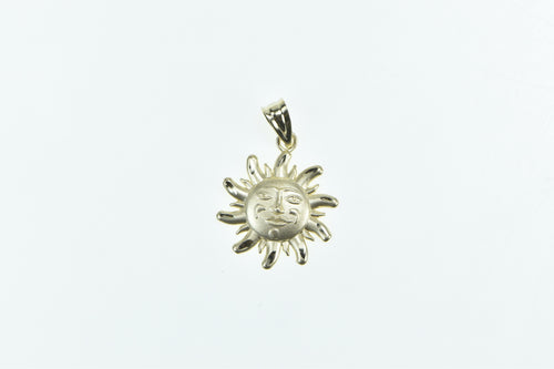 14K Sun Face Vintage Space Motif Star Charm/Pendant Yellow Gold