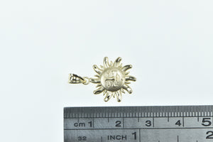 14K Sun Face Vintage Space Motif Star Charm/Pendant Yellow Gold