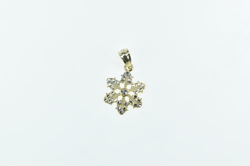 14K Two Tone Snow Flake Winter Motif Charm/Pendant Yellow Gold