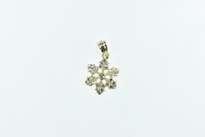 14K Two Tone Snow Flake Winter Motif Charm/Pendant Yellow Gold