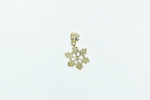 14K Two Tone Snow Flake Winter Motif Charm/Pendant Yellow Gold