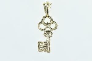 14K Vintage Skeleton Key Trust Loyalty Symbol Charm/Pendant Yellow Gold