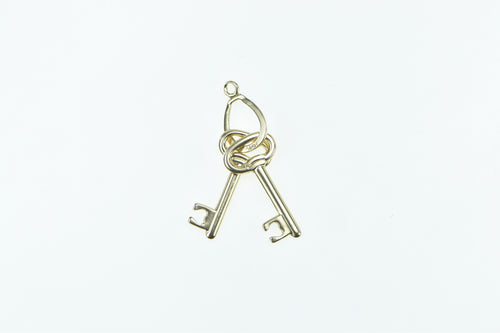 14K Two Skeleton Key Loyalty Trust Symbol Charm/Pendant Yellow Gold