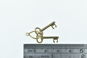 14K Two Skeleton Key Loyalty Trust Symbol Charm/Pendant Yellow Gold