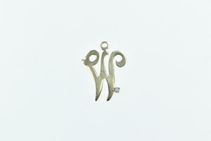 14K W Cursive Monogram Letter Initial Diamond Charm/Pendant Yellow Gold