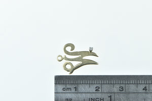 14K W Cursive Monogram Letter Initial Diamond Charm/Pendant Yellow Gold