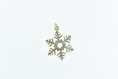 14K Snow Flake Vintage Winter Motif Holiday Charm/Pendant Yellow Gold