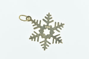 14K Snow Flake Vintage Winter Motif Holiday Charm/Pendant Yellow Gold