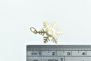 14K Snow Flake Vintage Winter Motif Holiday Charm/Pendant Yellow Gold