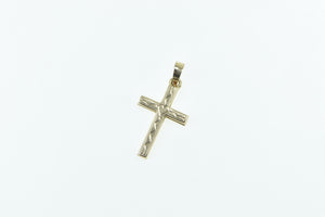 14K Classic Cross Vintage Heart Accent Christian Pendant Yellow Gold