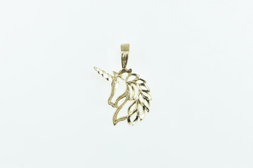 14K Diamond Cut Unicorn Unique Symbol Charm/Pendant Yellow Gold