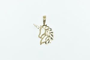 14K Diamond Cut Unicorn Unique Symbol Charm/Pendant Yellow Gold