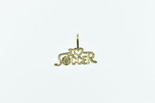 Load image into Gallery viewer, 14K I Love Soccer Heart Love Symbol Word Charm/Pendant Yellow Gold