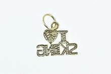 Load image into Gallery viewer, 14K I Love Skiing Heart Ski Winter Sports Word Charm/Pendant Yellow Gold