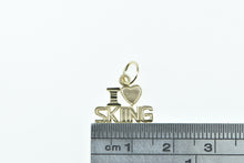 Load image into Gallery viewer, 14K I Love Skiing Heart Ski Winter Sports Word Charm/Pendant Yellow Gold