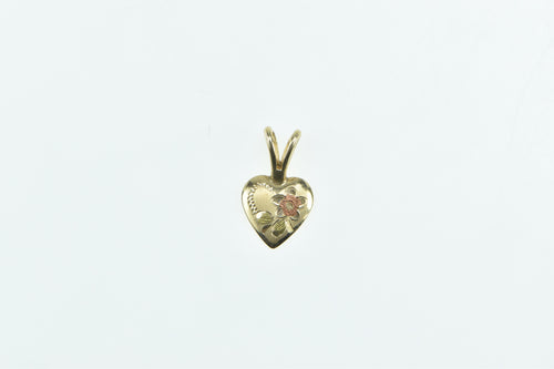 14K Love Symbol Flower Heart Romantic Cute Charm/Pendant Yellow Gold