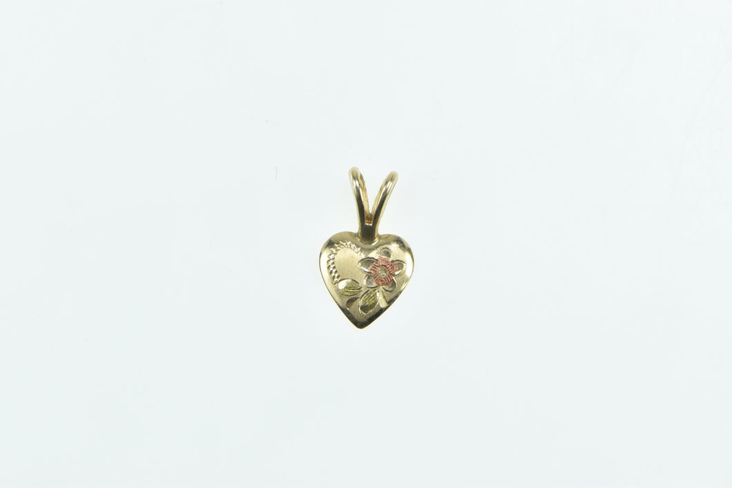 14K Love Symbol Flower Heart Romantic Cute Charm/Pendant Yellow Gold