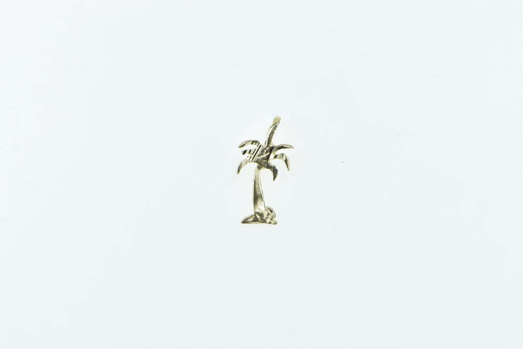 14K Palm Tree Tropical Motif Beach Travel Charm/Pendant Yellow Gold