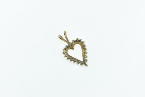 10K Vintage Diamond Heart Love Romantic Pendant Yellow Gold