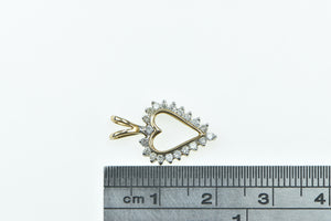 10K Vintage Diamond Heart Love Romantic Pendant Yellow Gold