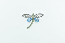 Load image into Gallery viewer, 10K Blue Topaz Peridot Dragonfly Change Symbol Pendant White Gold