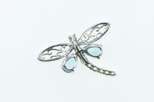 10K Blue Topaz Peridot Dragonfly Change Symbol Pendant White Gold